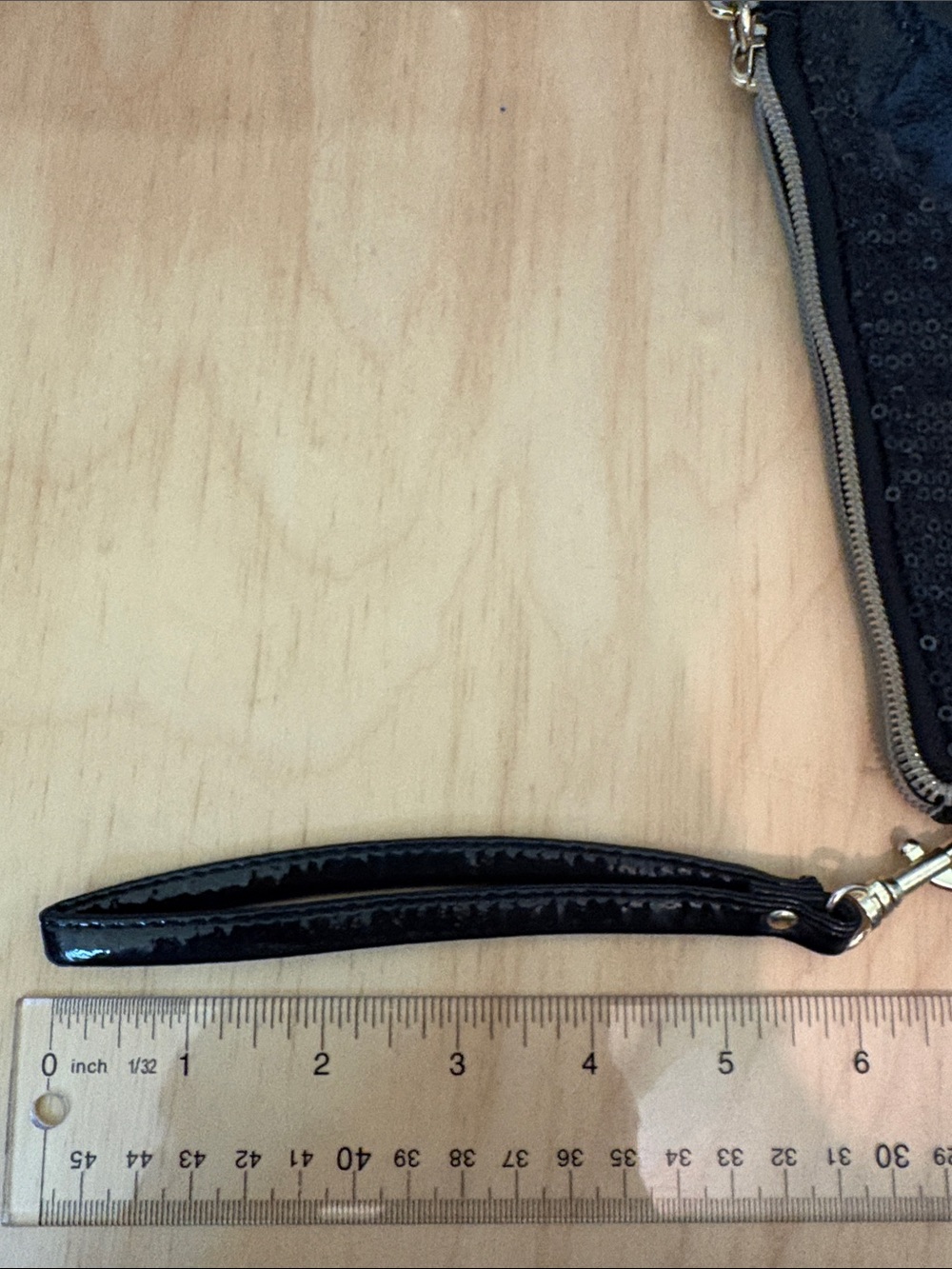 Betsey Johnson Black Sequin Wristlet with Pink Embroidered Logo - Picture 11 of 11